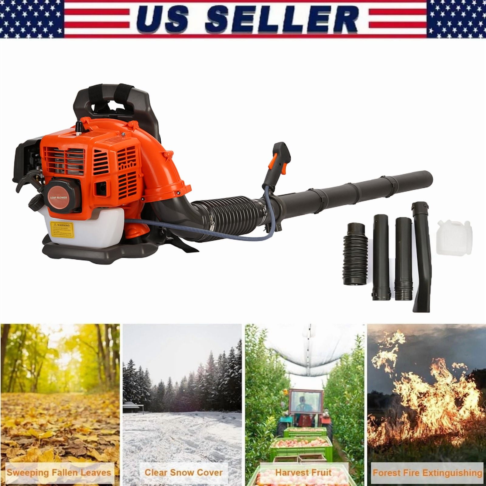 2-Stroke High Power Gas Backpack Leaf Blower 1.7HP - 52CC Engine, 550 CFM , Adjustable Speed, Ergonomic Design for Effortless Leaves, Snow, and Debris Cleanup