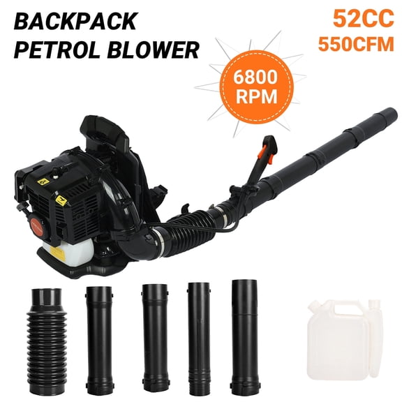 WETLA 2 Stroke Leaf Blower with Backpack, Cordless Leaf Blowers for Lawn Care, 52CC 550CFM Gas Powered Blower with Extention Tube for Home Blowing Leaf, Snow Blowing,Dust