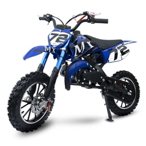 2-Stroke Off-Road Motorcycle, Kids Dirt Bike 49cc Gas Powered - 24 MPH Max Speed with Shock Absorber & Dual Disc Brakes,Kill Switch, Max Load 220LBS BLUE