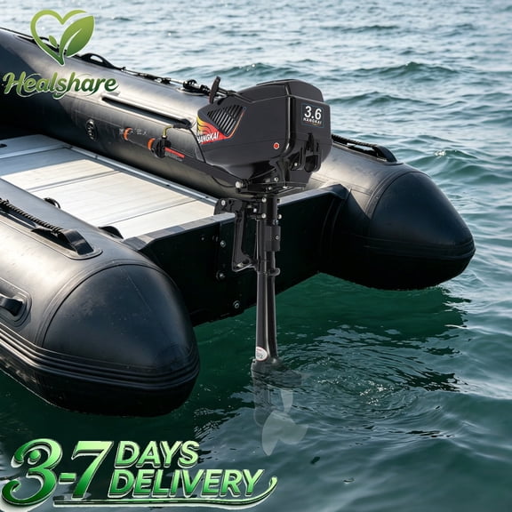 2 Stroke Outboard Motor 3.6HP, Short Shaft Gasoline, Semi Air Water Cooled, CDI Reliable Start, Efficient Cooling System, Low Fuel Consumption, Streamlined Fin Protects Propeller, for Fishing Boat
