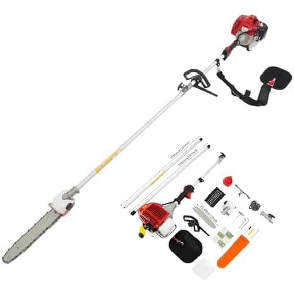 2-Stroke Pole Saws for Tree Trimming, 43CC 1.7HP Gas Powered Pole Saws with 7.87-11.48ft Extendable Pole, Long Single-cylinder Gasoline Engine Pruning Chain Saw for Gardens, Parks, Green Spaces