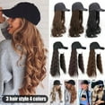 thumbnail image 1 of 2 Style Baseball Hat Hair Extensions Cap Wig Full Wigs 22inch Hair Piece Long Curly Wavy Hairstyles, 1 of 7