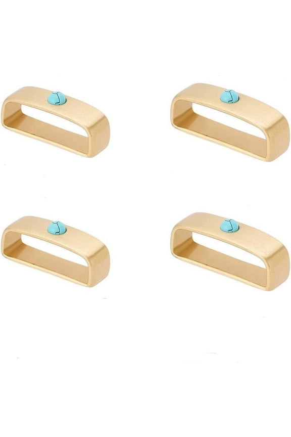 2 Style Brass Belt Loop Keeper 4pcs Turquoise Loop Belt Keepers Rectangle Bag Straps Holder