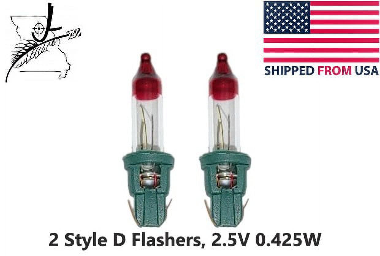 2 Style D Flashers Christmas Tree Lights Replacement Bulbs 2.5v 0.425w