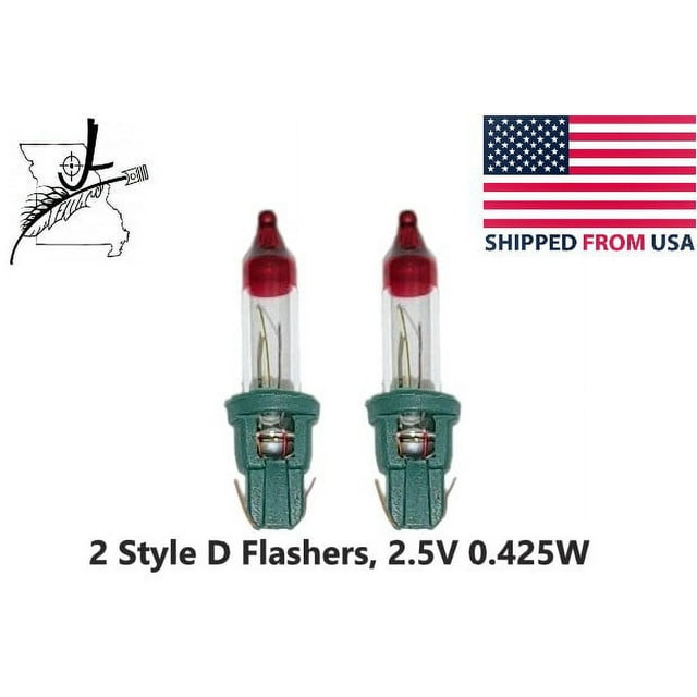 2 Style D Flashers Christmas Tree Lights Replacement Bulbs 2.5v 0.425w Mini 0.17 a