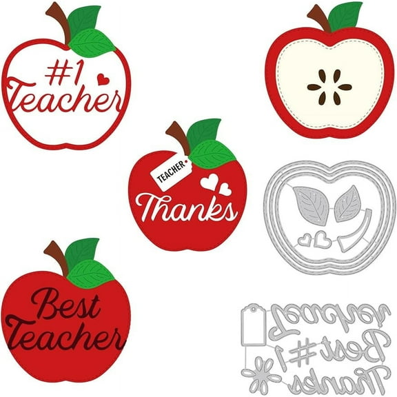 2 Style Teacher's Day Metal Cutting Dies Best Teacher Nesting Pattern Embossing Stencil Template for Making Photo Decorative Paper Scrapbooking 0.08cm Thick