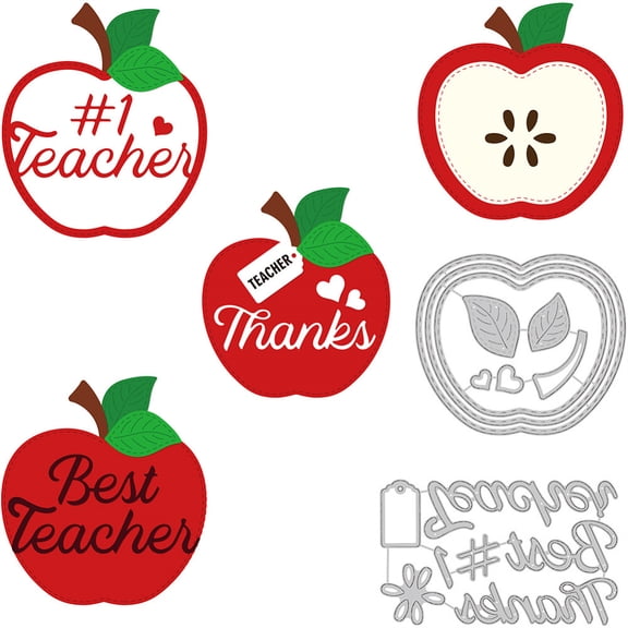2 Style Teacher's Day Metal Cutting Dies Best Teacher Nesting Pattern Embossing Stencil Template for Making Photo Decorative 0.08cm Thick