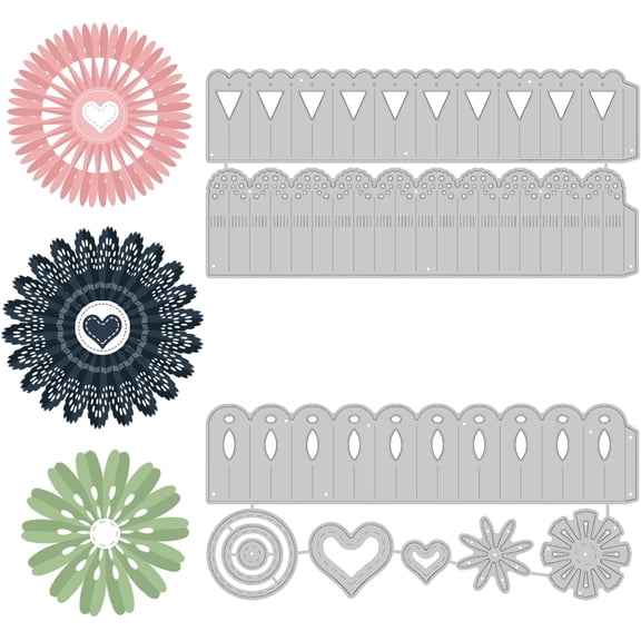 2 Styles 3D Folded Flowers Carbon Steel Cutting Dies Love Pattern Embossing Stencil Template for Making Photo Decorative Paper Scrapbooking 0.08cm Thick for DIY