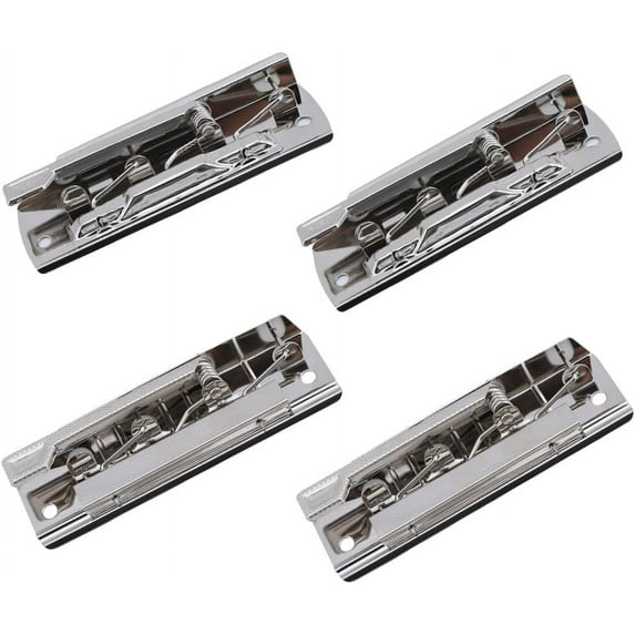 2 Styles 6PCS Clipboard Clips 4 x 1.5 Inch Iron Metal Jumbo Lever Clamps Platinum Color Hook Mountable Hardware Hanging Hole Spring Binder for Office Document Stationery Craft Project DIY