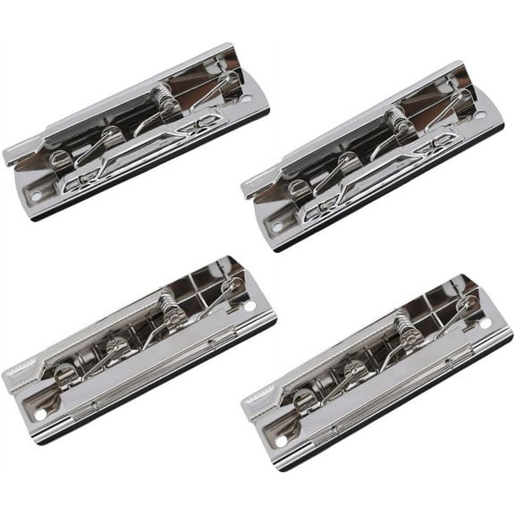 2 Styles 6PCS Clipboard Clips 4 x 1.5 Inch Iron Metal Jumbo Lever Clamps Platinum Color Hook Mountable Hardware Hanging Hole Spring Binder for Office Document Stationery Craft Project DIY