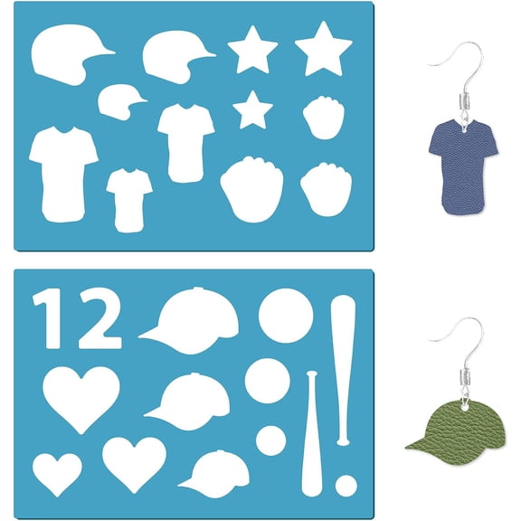 2 Styles Baseball Stencil Reusable Plastic Sports Theme Stencils Heart Number Star Baseball Bat Caps Clothes Pattern Template