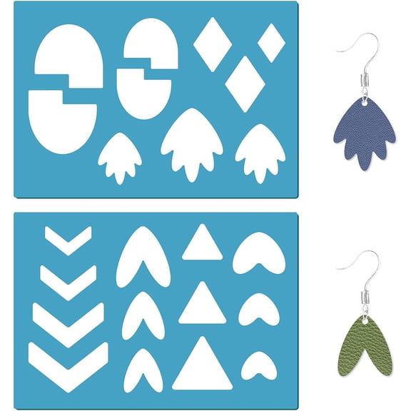 2 Styles Boho Jewelry Shape Template Arrow Love Heart Earrings Stencils Reusable Painting Cutting Stencil for Making Jewelry DIY Crafts Scrapbooking Card Making 3.5 x 5.1inch Blue