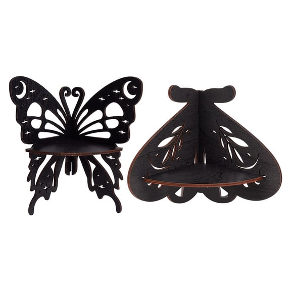 2 Styles Butterfly Shaped Display Shelf Corner Wall Shelf Gothic Black Rack Witchy Floating Display Stand