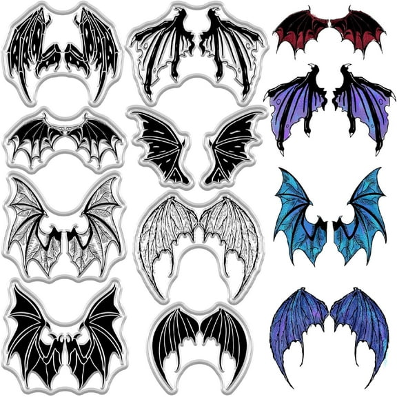 2 Styles Devil Wings Clear Rubber Stamps Bat Wing Vintage Reusable Transparent Silicone Stamp Seals for Journaling Card Making Decor DIY Scrapbooking Photo Album Decorative for diy