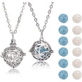 thumbnail image 1 of 2 Styles Diffuser Oil Pendant Essential Oil Necklace with 26Pcs Natural Lava Rock Pads Perfume Scent Diffuser Necklace Pendants Jewelry Gift for Woman Mother Present, 1 of 7