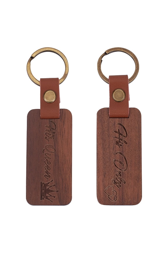 2 Styles Engraved Wooden Keychain Word His Only/His Queen Teacher Keychains Gifts Bulk Inspirational Quote Appreciation Keyrings Motivational Key