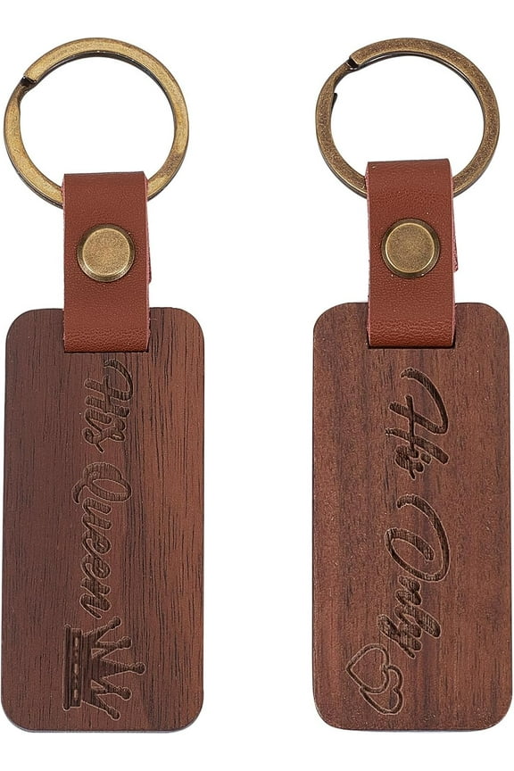 2 Styles Engraved Wooden Keychain Word His Only/His Queen Teacher Keychains Gifts Bulk Inspirational Quote Appreciation Keyrings Motivational Key Chains for Graduation Anniversary