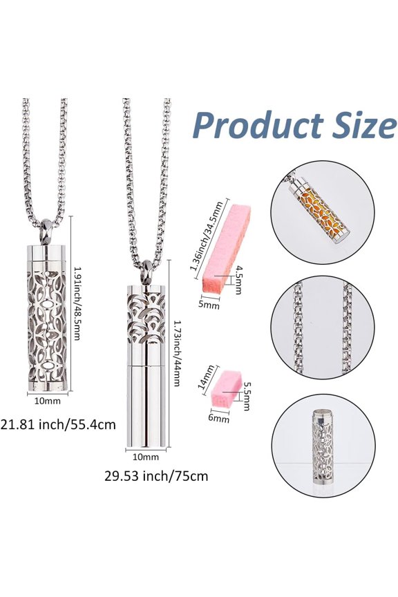 2 Styles Essential Oil Necklace Diffuser Oil Aromatherapy Pendant with 20Pcs Felt Pads Changeable Perfume Pads Stainless Steel Diffuser Locket Pendant Set