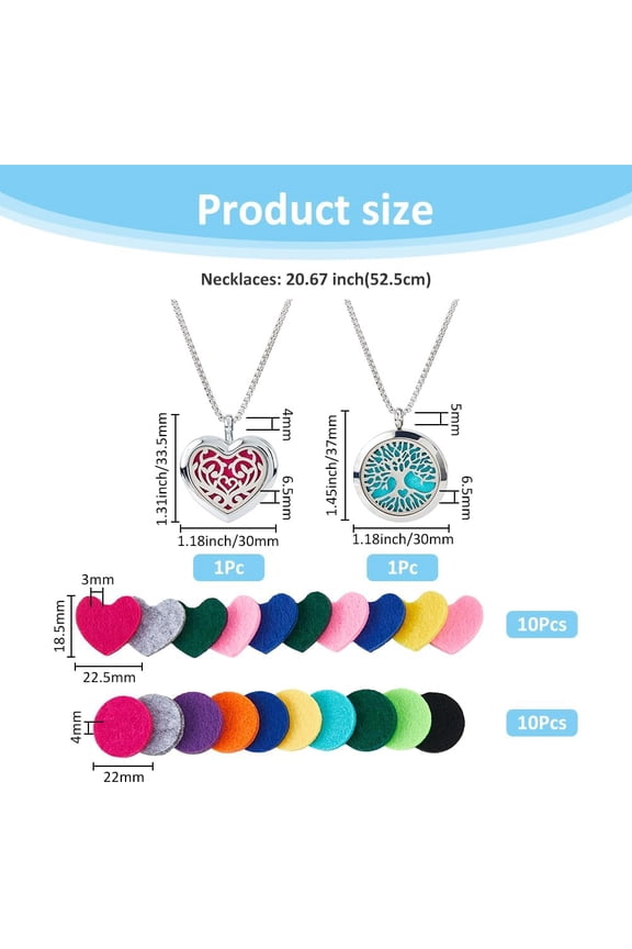 2 Styles Essential Oil Necklaces Perfume Pendant Necklaces with 20 Felt Pads Diffuser Locket Necklace Essential Oil Jewelry Gift Perfume Pendant Aromatherapy Necklace for Women Men