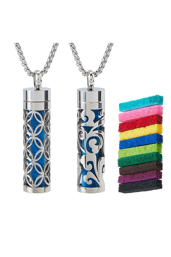 2 Styles Essential Oil Necklaces Perfume Pendant Necklaces with 20PCS Felt Pads Diffuser Necklace Essential Oil Jewelry Gift Stainless Steel