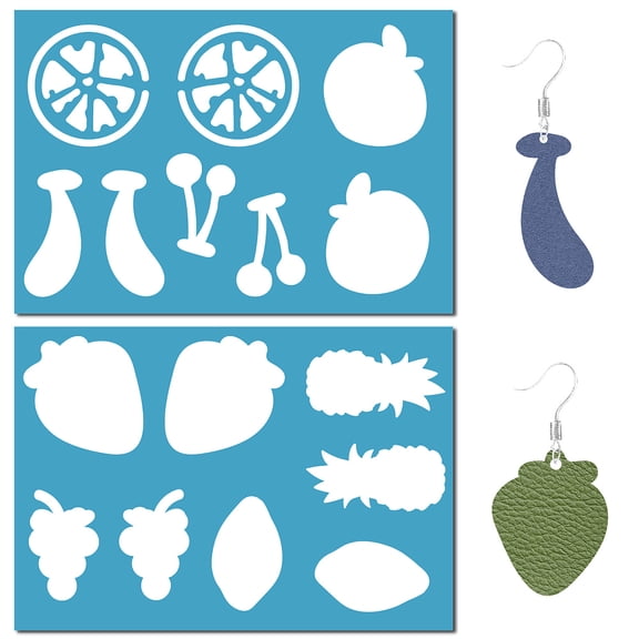 2 Styles Fruits Jewelry Shape Template Reusable Plastic Banana Lemon Earrings Square Cutting Stencils Drawing Painting Making Jewelry