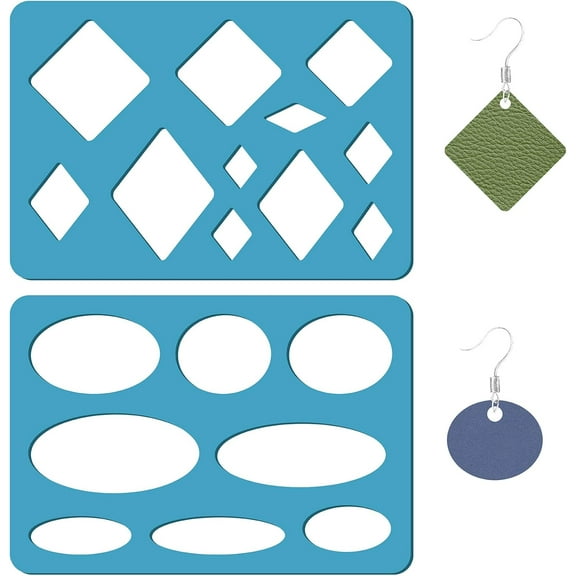 2 Styles Geometric Earrings Making Template Oval Stencils Templates Reusable Diamond Acrylic Cutting Stencil for Bracelets Earrings Jewelry Making DIY Crafts Scrapbooking Canvas 3.5 x 5.1