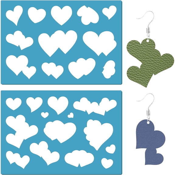 2 Styles Heart Stencil Love Hearts Valentine's Earrings Making Template Reusable Acrylic Jewelry Shape Templates