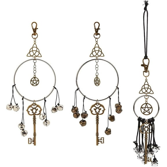 2 Styles Iron Witch Bells for Door Knob Wind Chimes Witchcraft Decor Protection Bells Mixed Color 330x50mm 1pc