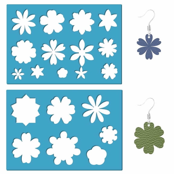 2 Styles Jewelry Shape Template 5x3.5 Inch Reusable Flower Earrings Making Plastic Cutouts Cutting Stencil Templates