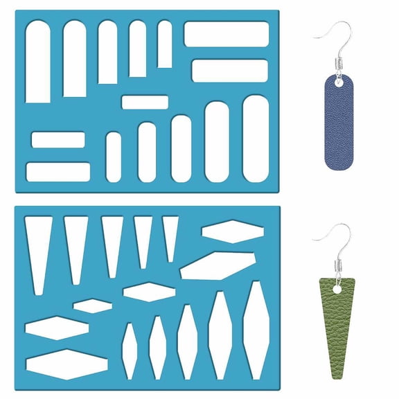 2 Styles Jewelry Shape Template 5x3.5 Inch Reusable Geometric Earrings Making Plastic Cutouts Cutting Stencil Templates