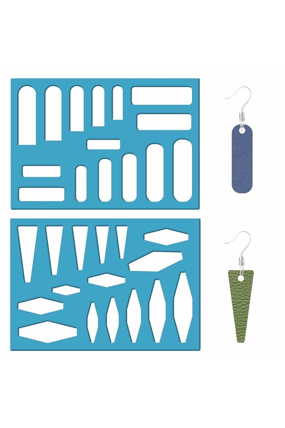 2 Styles Jewelry Shape Template 5x3.5 Inch Reusable Geometric Earrings Making Plastic Cutouts Cutting Stencil Templates