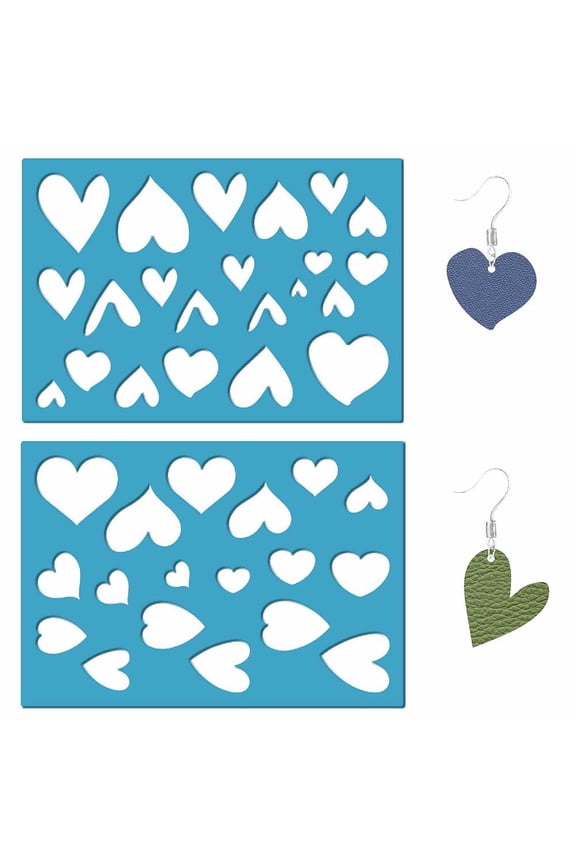 2 Styles Jewelry Shape Template 5x3.5 Inch Reusable Heart Earrings Making Plastic Cutouts Cutting Stencil Templates