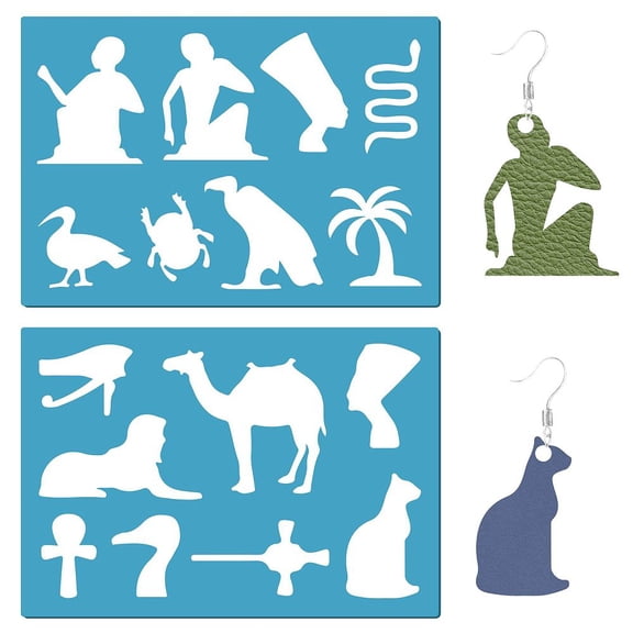 2 Styles Jewelry Shape Template Reusable Earrings Making Plastic Bohemia Egypt Cutouts Cutting Stencil Lapidary Templates