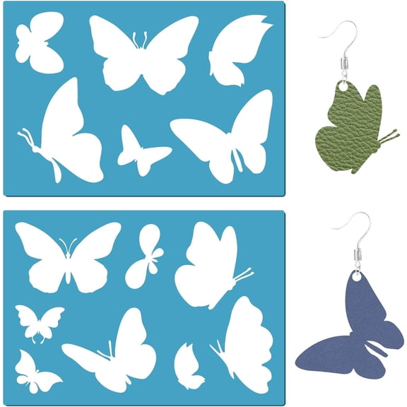 2 Styles Jewelry Shape Template Reusable Earrings Making Plastic Butterfly Cutouts Cutting Stencil Lapidary Templates for Cabochons Bracelets Earrings Making Jewelry DIY Crafts 5x3.5 inch