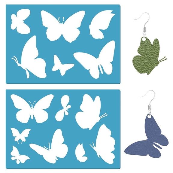 2 Styles Jewelry Shape Template Reusable Earrings Making Plastic Butterfly Cutouts Cutting Stencil Lapidary Templates for Cabochons Bracelets Earrings