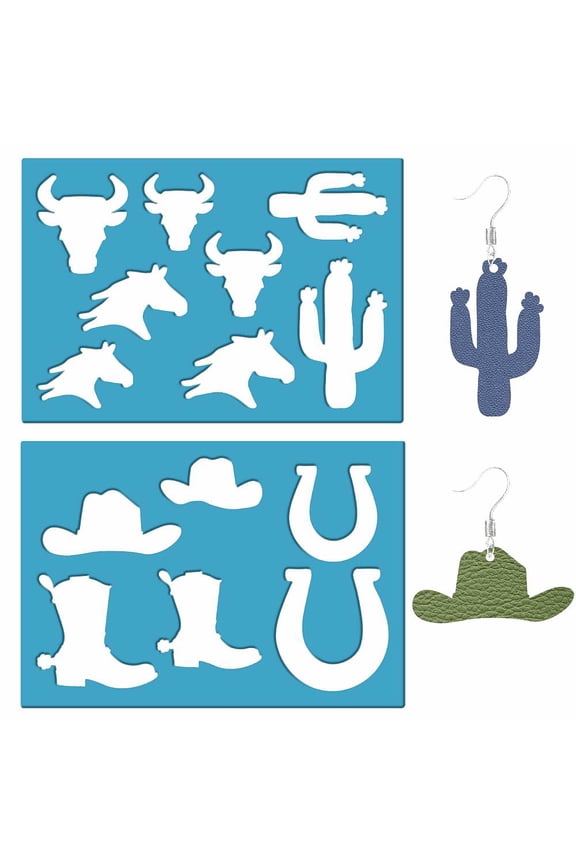 2 Styles Jewelry Shape Template Reusable Earrings Making Plastic Cow Head Cutouts Cutting Stencil Horse Head Templates for Making Jewelry DIY Crafts
