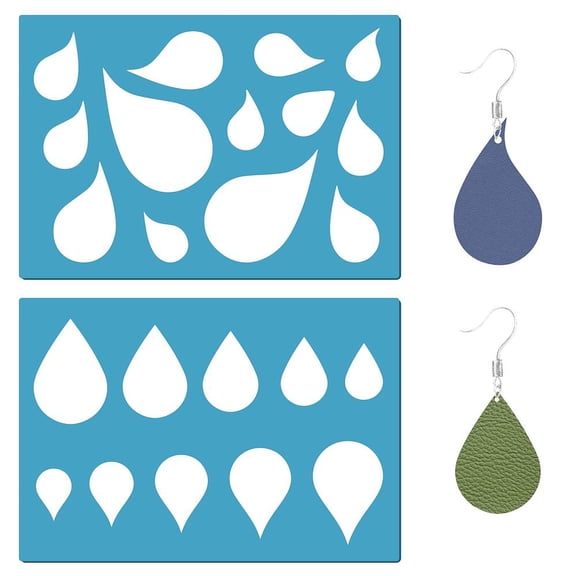 2 Styles Jewelry Shape Template Reusable Leather Earrings Making Plastic Teardrops Cutouts Cutting Stencil Lapidary TemplatesDIY