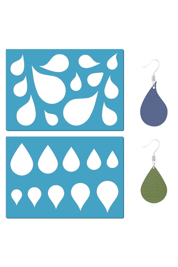 2 Styles Jewelry Shape Template Reusable Leather Earrings Making Plastic Teardrops Cutouts Cutting Stencil Lapidary TemplatesDIY