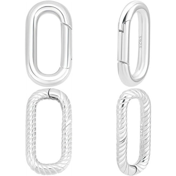 2 Styles Oval Spring Clasp 925 Sterling Silver Carabiner Clips O-Shaped Gate Snap Buckles for DIY Necklace Bracelet Jewelry Findings