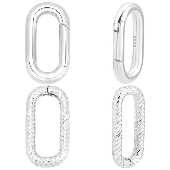 2 Styles Oval Spring Clasp 925 Sterling Silver Carabiner Clips O-Shaped Gate Snap Buckles