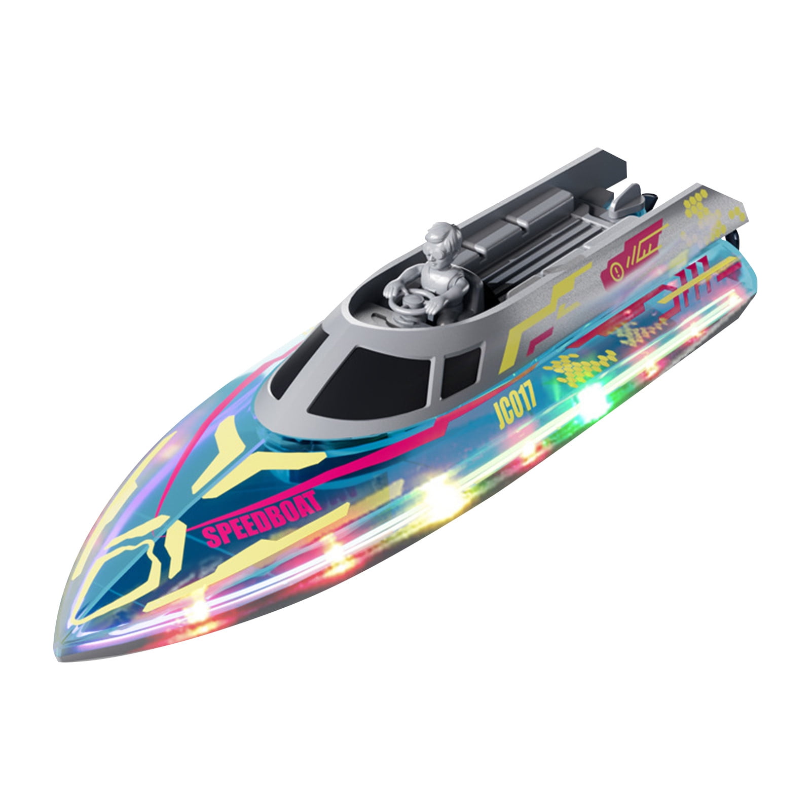 2 Styles Remote Control Speed Boat with Dual-Control Single Circuit Board and LED Lights for Outdoor Water Racing and Recreational Aquatic Use