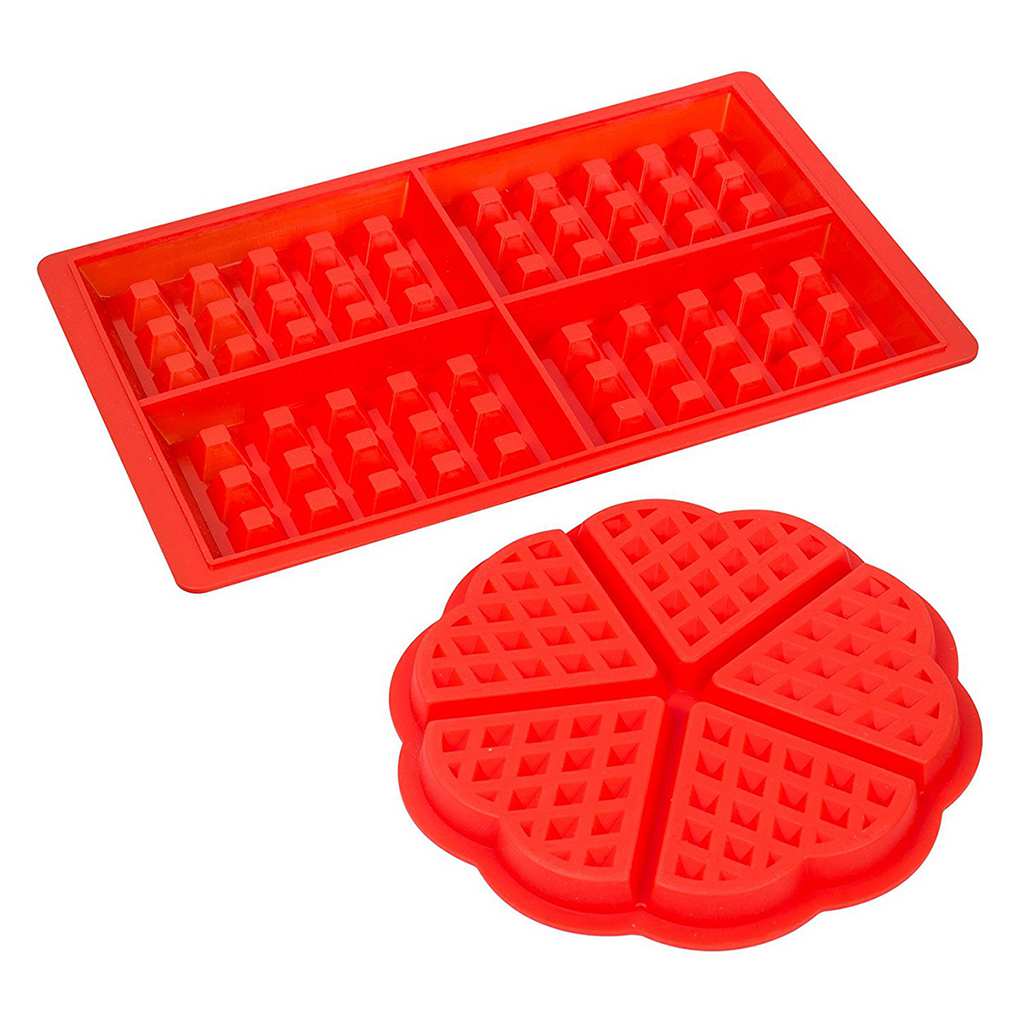 2 Styles Silicone Waffle Moulds Microwave Baking Cookie Cake Maker Pan