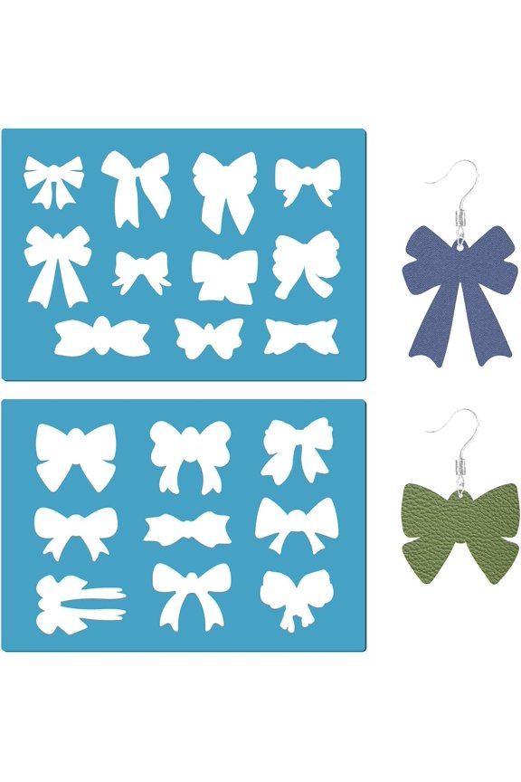 2 Styles Stencil Acrylic Bowknot Painting Stencils Reusable Butterfly Earring Making Dies Cutting Stencil Template