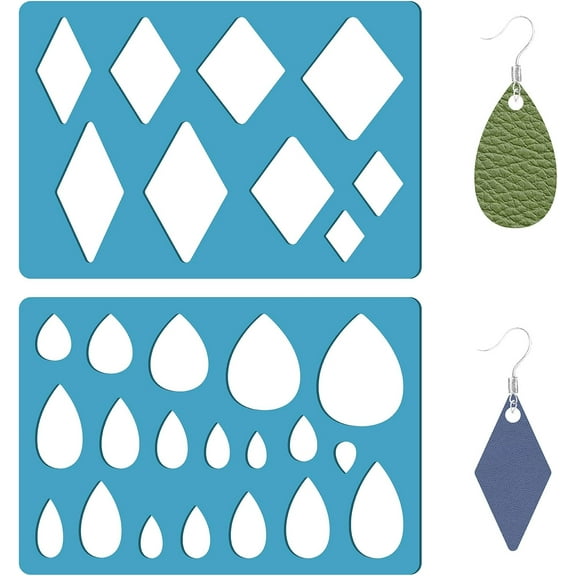 2 Styles Teardrop Earring Template Reusable Diamond Jewelry Shape Templates Geometric Stencils Leather Earring Acrylic Cutting Stencil for Bracelets Earrings DIY Crafts Making 3.5 x 5.1