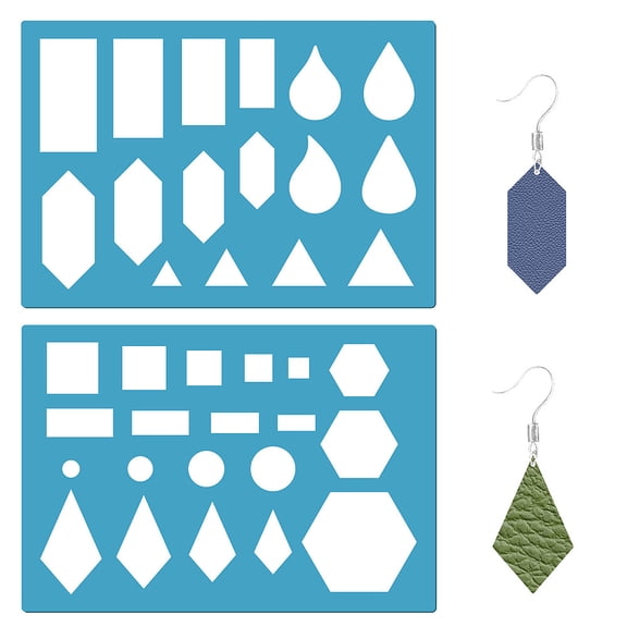 2 Styles Teardrop Earrings Making Template Geometry Stencil Reusable Rectangle Triangle Cutouts Cutting Stencils Lapidary TemplatesDIY