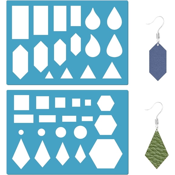 2 Styles Teardrop Earrings Making Template Geometry Stencil Reusable Rectangle Triangle Cutouts Cutting Stencils Lapidary Templates