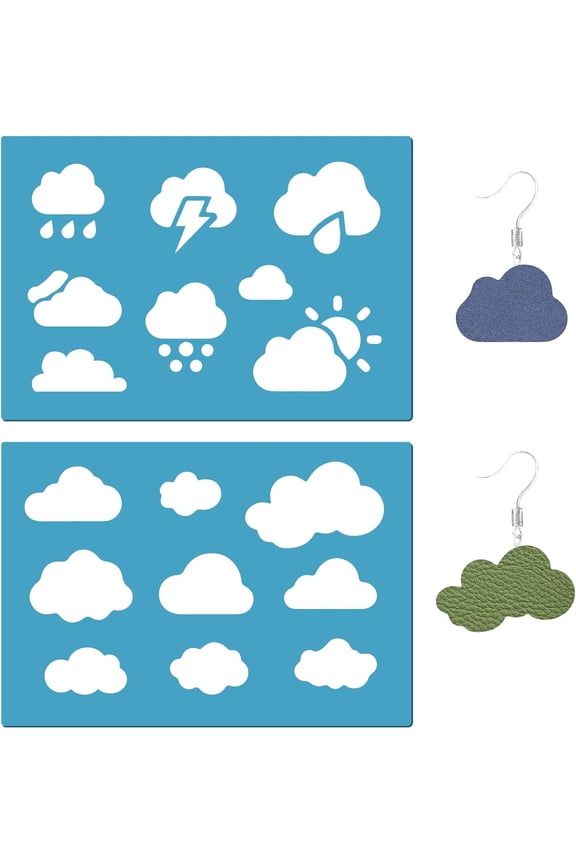 2 Styles Weather Earrings Making Templates Rain Drop Clouds Snowflake Reusable Leather Earring Acrylic Lapidary Cutting Stencil