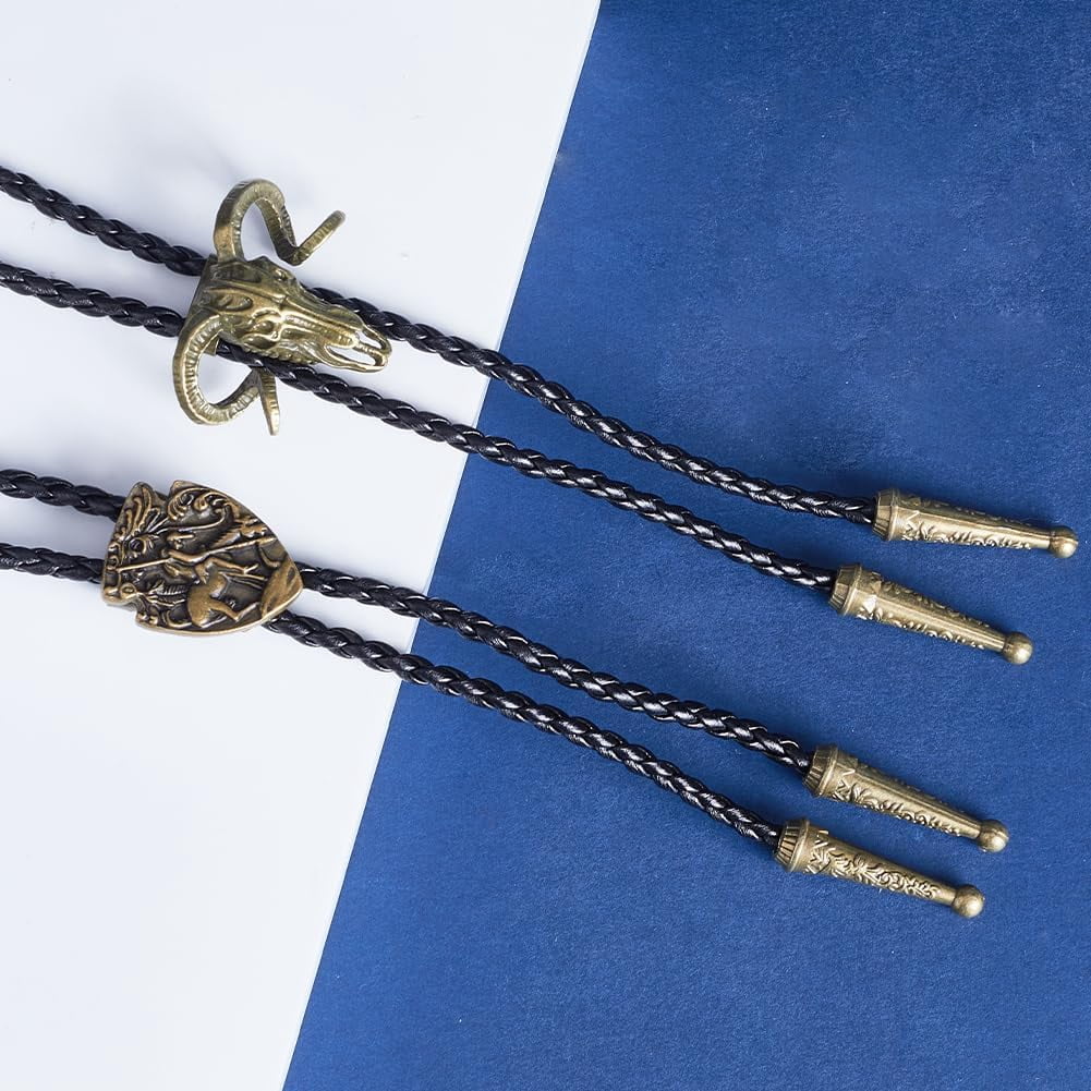 Indian Turquoise Bolo Tie Vintage American Western Cowboy Leather Necktie Gold Bola Tie For Men Women