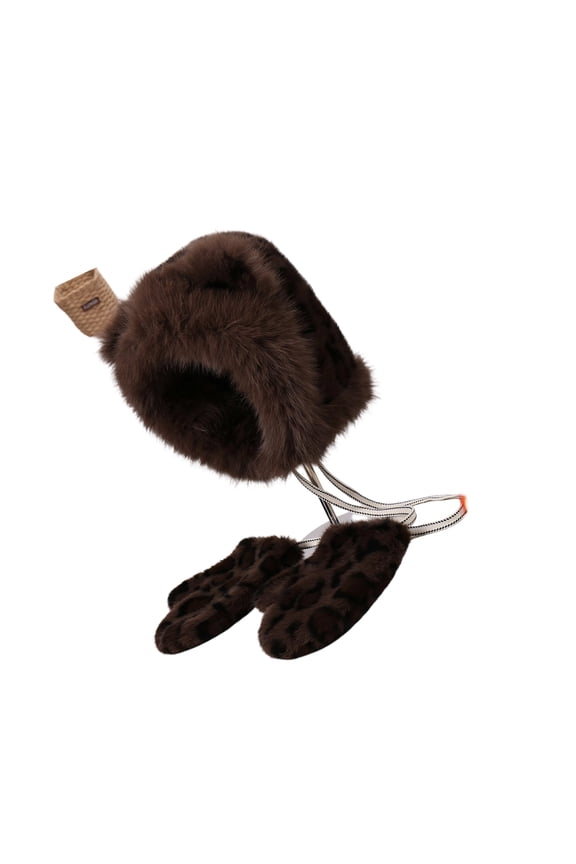 2. Stylish Leopard Earmuff Hat Plush Warm Unisex Design Cold Weather Outdoor Sport Accessory