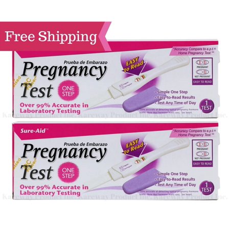 (2) Sure-aid Pregnancy Test One Step Over 99% Accurate in Laboratory Testing Easy to Read Results Any Time of Day Relieve Anxiety with Fast and Easy Prueba de Embarazo